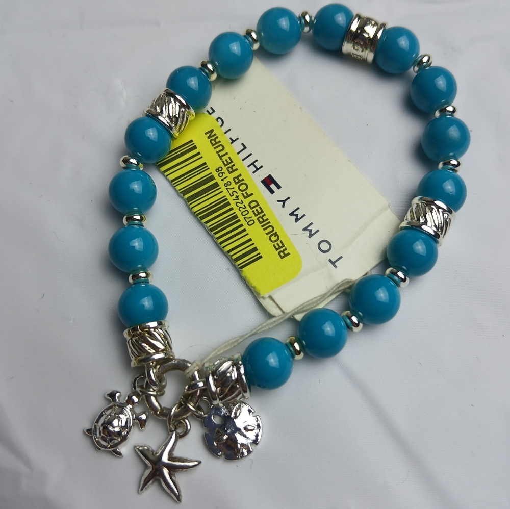 Tommy Hilfiger Blue Beaded Bracelet with Charms NWT‎